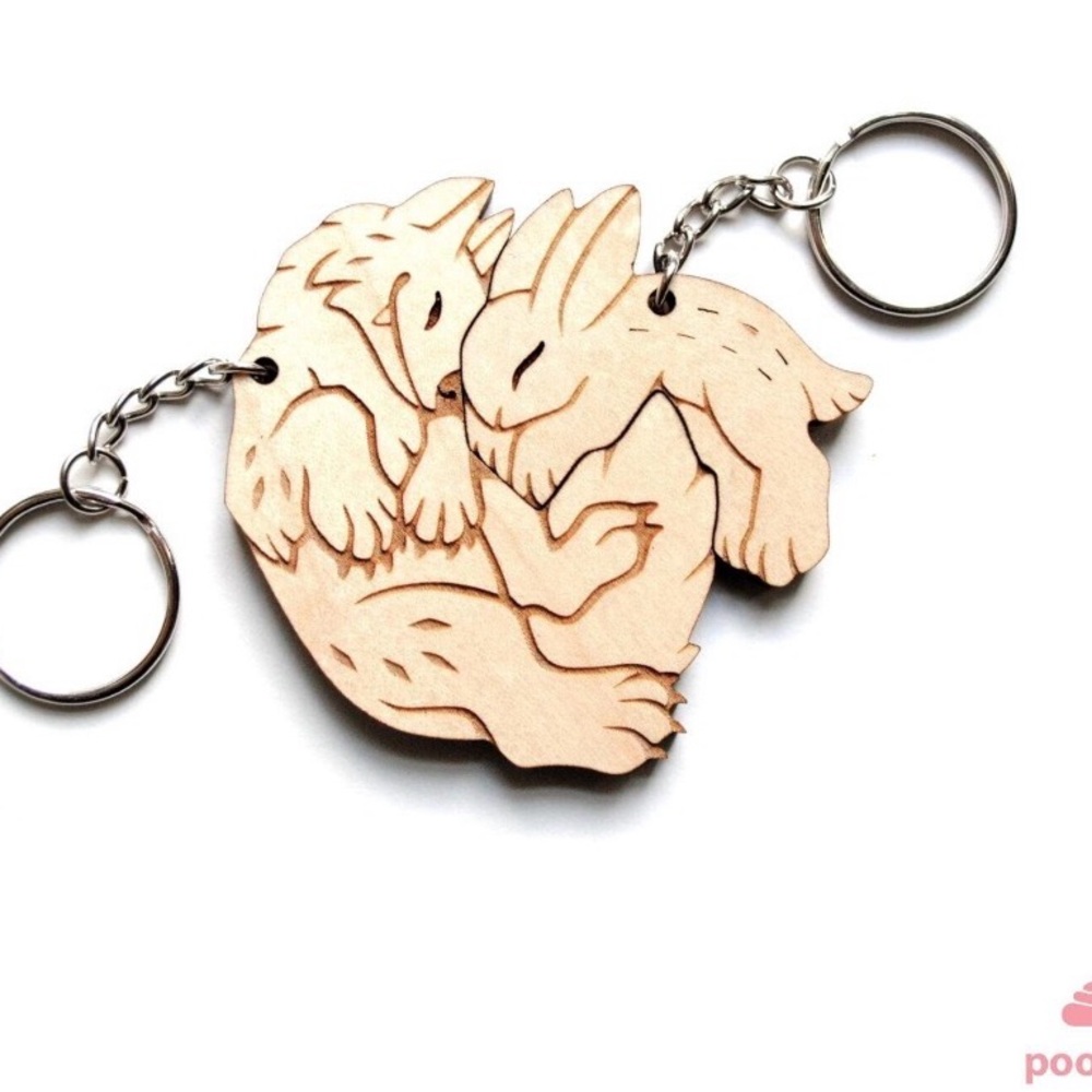 Wolf and Rabbit Couple Keychains